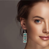 98735, WESTERN RECTANGLE WITH TURQUOISE STONE EARRING