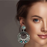 98737, WESTERN TEXTURED ROUND DANGLE EARRING