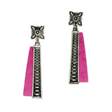 98738, WESTERN GEOMETRIC ACCENT WITH TURQUOISE STONE DANGLE EARRING