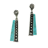 98739, WESTERN CONCHO ACCENT WITH TURQUOISE STONE DANGLE EARRING