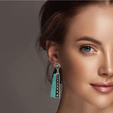 98739, WESTERN CONCHO ACCENT WITH TURQUOISE STONE DANGLE EARRING