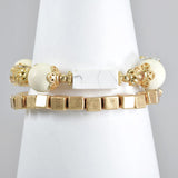 98743, SEMI PRECIOUS STONE MULTI LAYERED STRETCH BRACELET