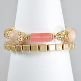 98743, SEMI PRECIOUS STONE MULTI LAYERED STRETCH BRACELET
