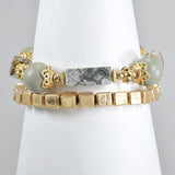 98743, SEMI PRECIOUS STONE MULTI LAYERED STRETCH BRACELET