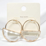 98752, BRASS GEOMETRIC ACRYLIC ACCENT EARRING