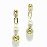 98753, BRASS BALL WITH PEARL DROP DANGLE EARRING