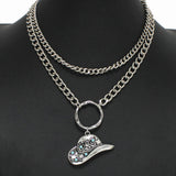 98760, WESTERN COWBOY HAT DOUBLE LAYERED NECKLACE