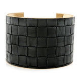 98764, SQUARE EMBOSSED FAUX LEATHER CUFF BRACELET