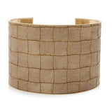 98764, SQUARE EMBOSSED FAUX LEATHER CUFF BRACELET