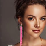 98767, LONG TASSEL BEADED DROP EARRING
