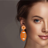 98768, FOOTBALL SEED BEADED DANGLE EARRING