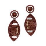 98768, FOOTBALL SEED BEADED DANGLE EARRING
