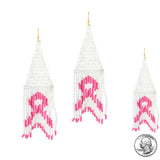 98770, PINK RIBBON TASSEL SEED BEADED EARRING