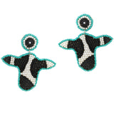98771, COW HEAD SEED BEADED DANGLE EARRING