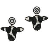 98771, COW HEAD SEED BEADED DANGLE EARRING