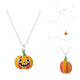 98777, HALLOWEEN PUMPKIN 3D ENAMEL PENDANT NECKLACE
