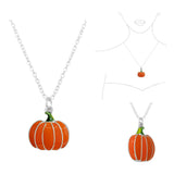 98778, HALLOWEEN PUMPKIN 3D ENAMEL PENDANT NECKLACE