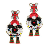 98780, CHRISTMAS SHEEP SEED BEADED EARRING