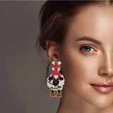 98780, CHRISTMAS SHEEP SEED BEADED EARRING