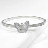 98792, BUTTERFLY CUBIC ZIRCONIA STAINLESS STEEL BANGLE BRACELET