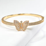 98792, BUTTERFLY CUBIC ZIRCONIA STAINLESS STEEL BANGLE BRACELET