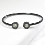 98794, ROMAN NUMERAL ACCENT RHINESTONE STAINLESS STEEL CUFF BRACELET