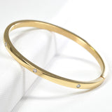 98795, PAVE RHINESTONE STAINLESS STEEL BANGLE BRACELET