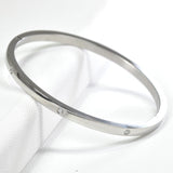 98795, PAVE RHINESTONE STAINLESS STEEL BANGLE BRACELET