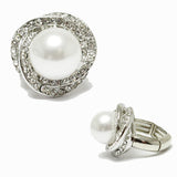 98802, PEARL WITH RHINESTONE STRETCH RING