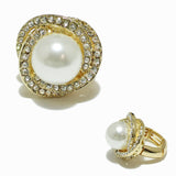 98802, PEARL WITH RHINESTONE STRETCH RING