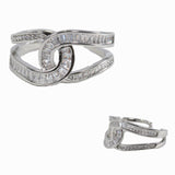 98806, BAGUETTE CUBIC ZIRCONIA ADJUSTABLE CUFF RING