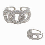 98807, PAVE CUBIC ZIRCONIA ADJUSTABLE CUFF RING