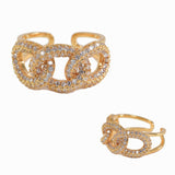 98807, PAVE CUBIC ZIRCONIA ADJUSTABLE CUFF RING