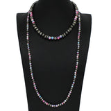98810, PEARL WITH NAVAJO BEADED LONG DOUBLE LAYERED NECKLACE