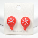 98817, CHRISTMAS SNOWFLAKES RUBBER CLAY STUD EARRING