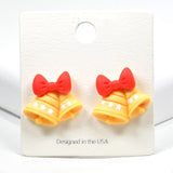 98818, JINGLE BELL RUBBER CLAY STUD EARRING