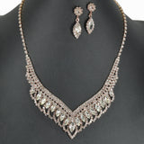 98822, MARQUISE ACCENT CRYSTAL RHINESTONE NECKLACE SET