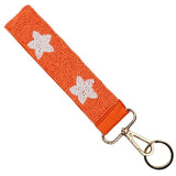 98826, STAR PRINT BEADED WRIST BAND KEYCHAIN