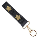 98826, STAR PRINT BEADED WRIST BAND KEYCHAIN