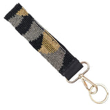 98827, CAMOUFLAGE PRINT BEADED WRIST BAND KEYCHAIN