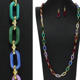 98846, GEOMETRIC CELLULOID ACETATE LONG NECKLACE
