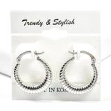 98858, TEXTURED ROUND METAL HOOP EARRING