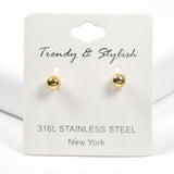 98861, 5MM STAINLESS STEEL BALL STUD EARRING