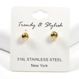 98862, 6MM STAINLESS STEEL BALL STUD EARRING