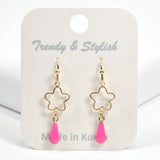98867, CUTOUT STAR WITH ENAMEL ACCENT DANGLE EARRING