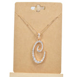 98893, GOLD/ INITIAL CUBIC ZIRCONIA PENDANT NECKLACE