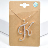 98893, GOLD/ INITIAL CUBIC ZIRCONIA PENDANT NECKLACE