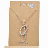 98893, GOLD/ INITIAL CUBIC ZIRCONIA PENDANT NECKLACE