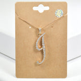 98893, GOLD/ INITIAL CUBIC ZIRCONIA PENDANT NECKLACE