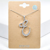 98894, SILVER INITIAL CUBIC ZIRCONIA PENDANT NECKLACE